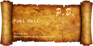 Paki Deli névjegykártya